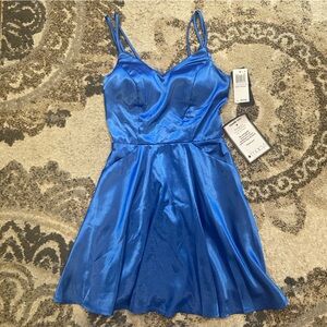 Blue satin dress